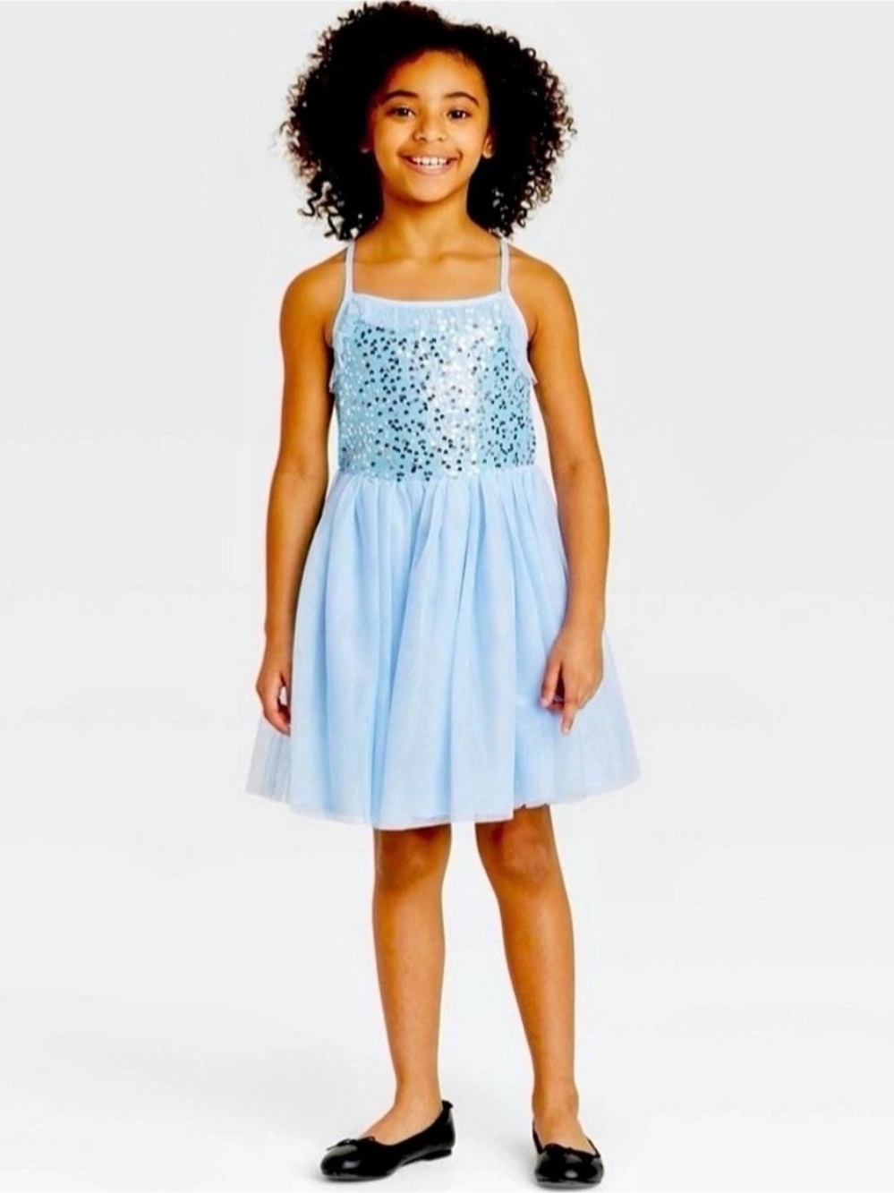 Cat & Jack Girls' Sequin Tulle Party Dress